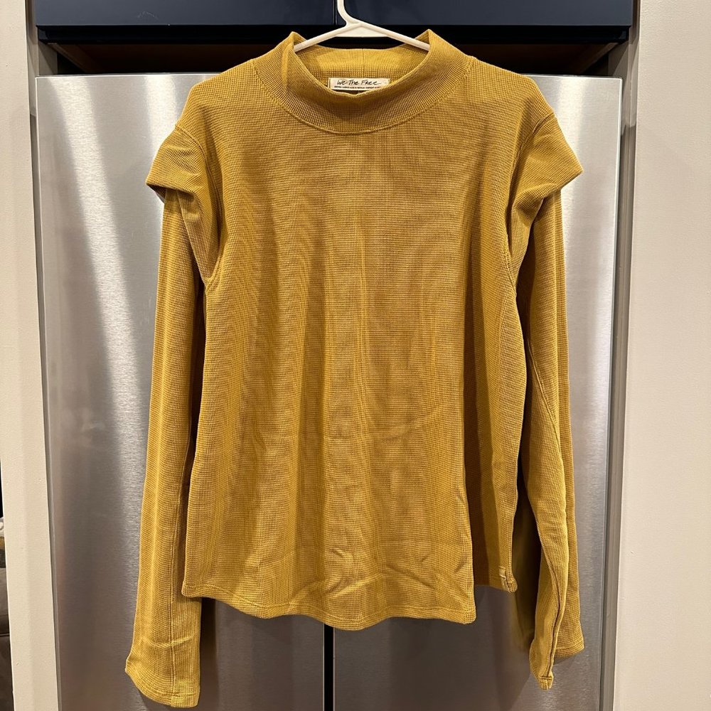 Free People Long Sleeve Waffle Sweater Size: XL